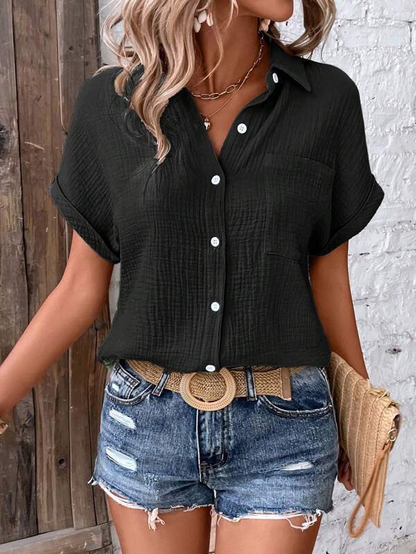 Hailey | Textured Button-Up Shirt