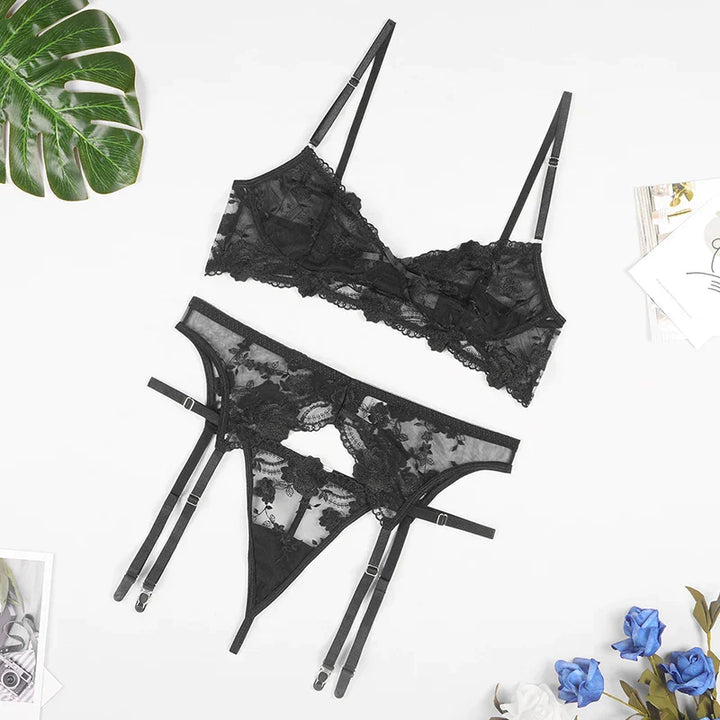 Genevieve | 3-Piece French Lace Lingerie Set